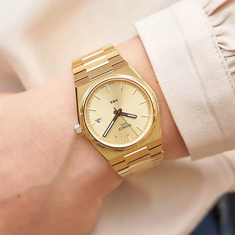Tissot PRX 35mm Champagne Dial Gold-tone Unisex Watch- T137.210.33.021.00